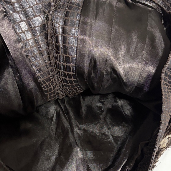 Chico’s Brown Cream Plaid Bouclé Tweed Jacket Faux Leather Trim Size 0 M - Picture 11 of 13